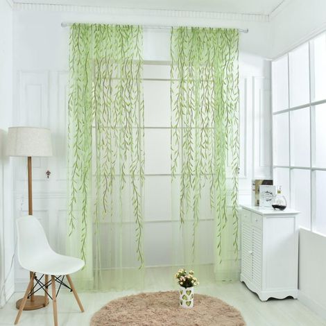 Rideau Voile - Broderie Fleurie - Pour Salon Patio Porte Coulissante - Poche Pour Tringle 4 cm - 100 x 200 cm ou 100 x 270 cm (1/5)