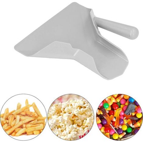 Espátula con mango derecho - 23,5 x 20,8 x 8,5 cm - para empacar rápidamente patatas fritas, palomitas de maíz, cubitos de hielo, caramelos y aperitivos - Gris - Plástico (1/5)