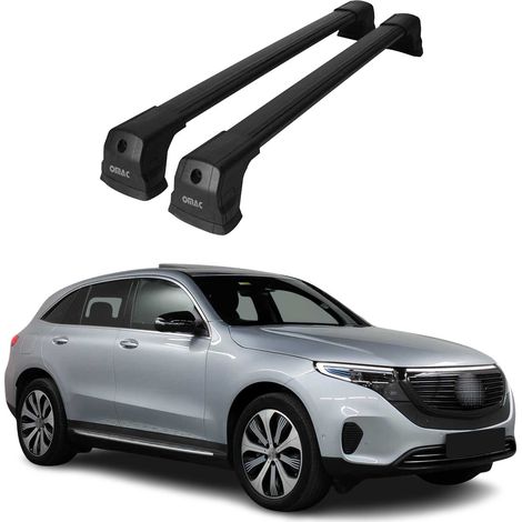 OMAC Dachträger Querträger kompatibel mit Mercedes EQC N293 2019-2023 – 2 Stangen – Abschließbar – Aluminium Schwarz (1/5)