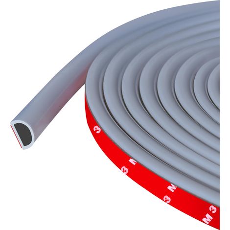Joint de porte/fenêtre en silicone autocollant en forme de D,gris (9 mm x 6 mm),6 mètres – Isolation thermique et acoustique,étanche à l’air et à la poussière (1/5)
