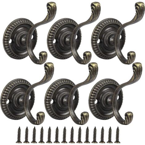 Set mit 6 Vintage-Haken, Retro-Wandgarderobe, Metalltürhaken mit Schrauben, geeignet für Badezimmer, Küche, Handtücher, Schlüssel usw.