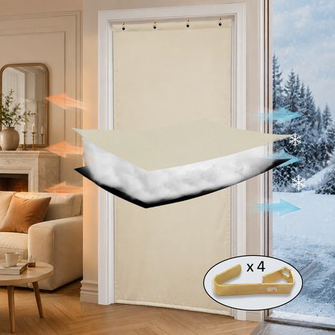 HEMVOR Rideau de porte thermique matelassé 3 couches 420 g/m² 81,3 x 203,2 cm, imperméable coupe-vent, Beige (1/5)