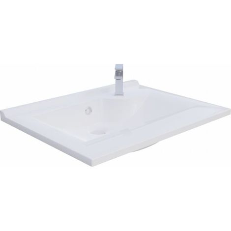 Cuisibane – Vasque à encastrer rectangulaire 60 cm – Résine de synthèse blanche – Dosseret 1,5 cm – Pour meubles de salle de bain 46 cm de profondeur (1/4)