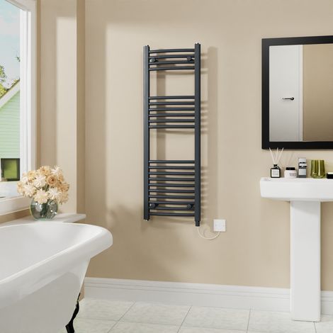 WarmeHaus Electric Curved Bathroom Radiator Anthracite 1200x400mm