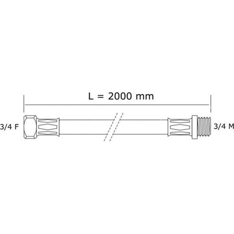 Tuyau D'arrivée D'eau - Raccords Droits - Pvc - Diamètre 15,5 X 10 Mm - Pour Lave-linge - L2000 Mm - 3/4 F X 3/4 M (1/2)