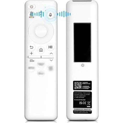 BN59-01432A Télécommande pour TV Samsung - Télécommande vocale solaire avec USB-C - 4 touches de raccourci - Remplacement pour Samsung Smart TV 2021-2023 Neo QLED/LED 4K UHD - Blanc (1/5)