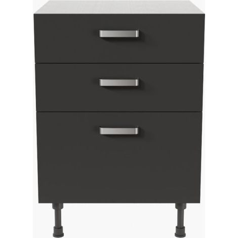 Meuble de cuisine bas Casserolier - 60 cm - Noir (1/4)