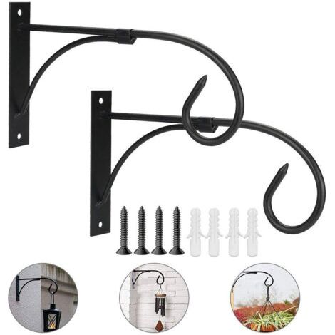 2 Pcs Crochet Suspension en Fer Forgé Support Plante Suspendue Anti-rouille Crochet Mural à Visser avec Tube d'Expansion Crochet Mural Plante pour Jardin Mangeoire À Oiseaux Planteur Lanterne (1/3)