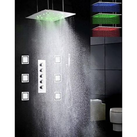 Tippen Sie Thermostat-Brause mit Dusche regen 20 "LED, Duschkopf und 6 Wasserstrahlen sprühen (1/4)