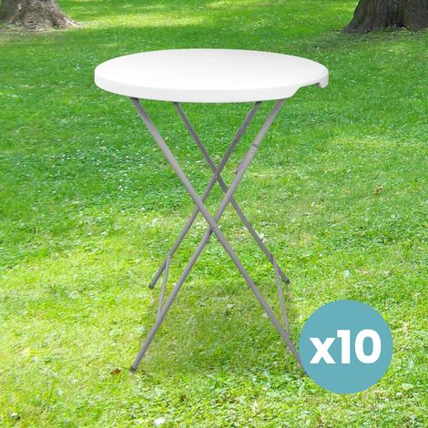 Skylantern – Lot de 10 tables hautes mange debout pliantes 80 cm – Hauteur 1,10 m – Plateau anti-dérapant – Pour événements intérieurs et extérieurs