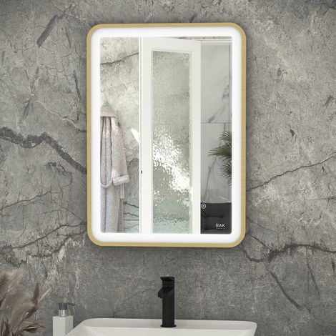 RAK Picture Brushed Gold 500mm x 700mm Soft LED Mirror - RAKPICSFBG5001 (1/2)