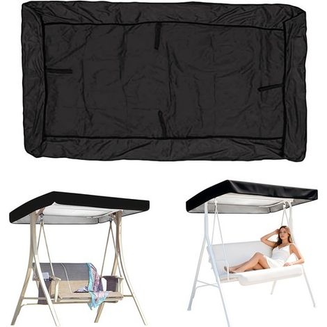Housse de protection pour balancelle 191 x 120 x 18 cm - bâche imperméable, noire (1/4)