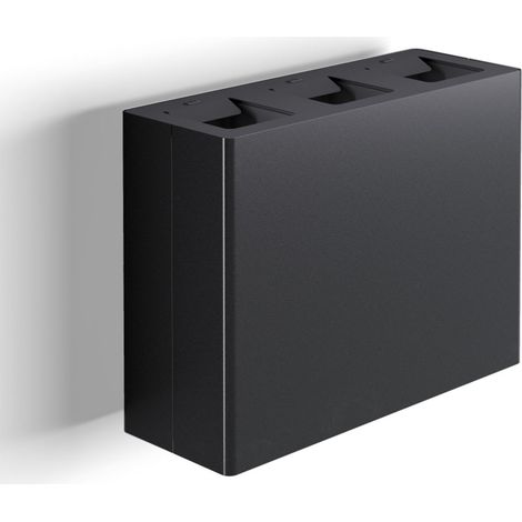 Pattumiera a Muro a 3 Scomparti Totale 60 L 76x28x56 cm con Contenitori Interni in Acciaio Verniciato Nero