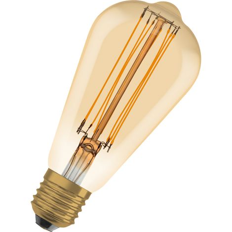 OSRAM Dimmbare LED-Lampen, Vintage-Edition, 40 Watts Ersatz, E27, ST64-shape, 2200 Kelvin, Warm Comfort Light, Klares Glas, single Pack