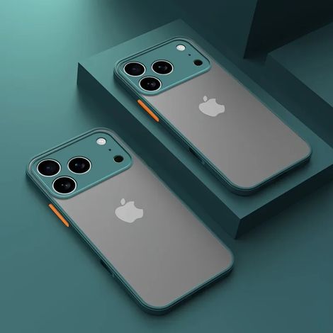 (iPhone 16 Pro vert) Coque de téléphone transparente de type armure pour iPhone avec cadre antichoc.
