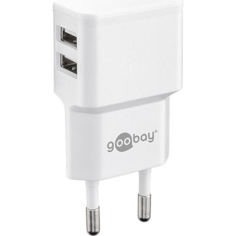 Goobay  Adaptateur USB type A 4 broches  Prise européenne (alimentation CEE 7/16)  Blanc  12 watts