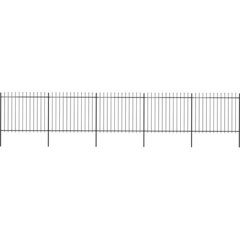 vidaXL Recinzione da Giardino con Punta a Lancia in Acciaio 892,5x150 cm Nero