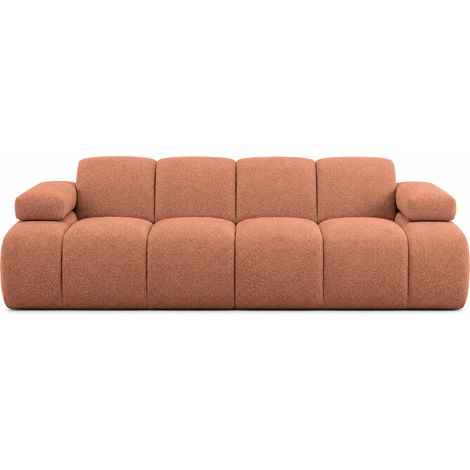 RAVELLO - Canapé droit tissu chenille 3 places Terracotta (1/5)