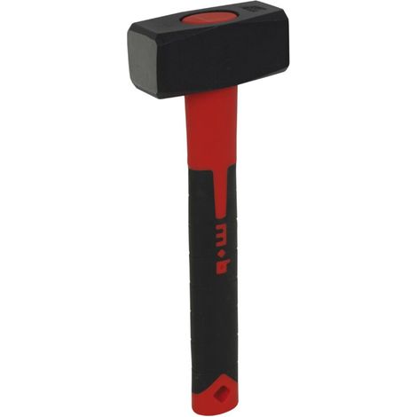 Massette Angles Abattus, Tête 11 cm Manche Tri-Matière Nertech Armé de Fibre de Verre, Incassable - Longueur 28,5 cm, Résistance Maximale (1/3)