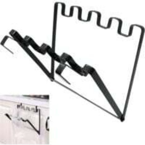 Porta sacchi della spazzatura pieghevole - Semplice supporto in ferro con ganci, adatto per ante di armadi da 1,8 cm, ideale per cucina, viaggi, casa, armadi e riciclaggio. (1/3)