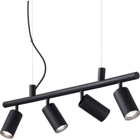Ideal Lux DYNAMITE - Lampe à Suspension Intérieur 4 Lumières Spotlight Noir, GU10