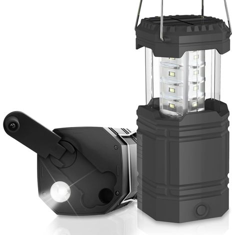 Luz solar recargable para acampar, linterna de exterior, resistente al agua IPX4, 3 modos de carga, ideal para acampar, senderismo, rescate, pesca y cuevas.