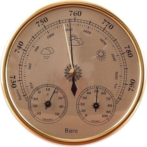 Station météo analogique 3 en 1 – Baromètre, thermomètre et hygromètre – Cadre en bois massif – Utilisation intérieure et extérieure (1/4)