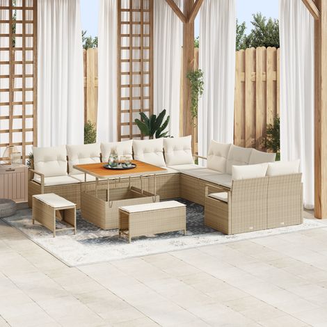 Garden Sofa Set with Cushion 13 pcs Beige Poly rattan vidaXL (1/5)