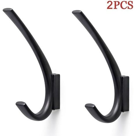 Lot de 2 Crochets Garderobe Métal Or Mat/Noir - Élégant Poli Durable - Idéal pour Familles Salle de Bain Chambre noir (1/5)