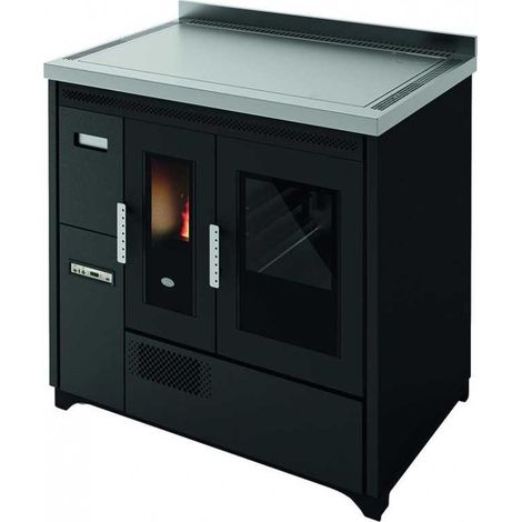 Punto Fuoco Cuisines Pellet Enrica-90 9,3Kw Noir Gaufré