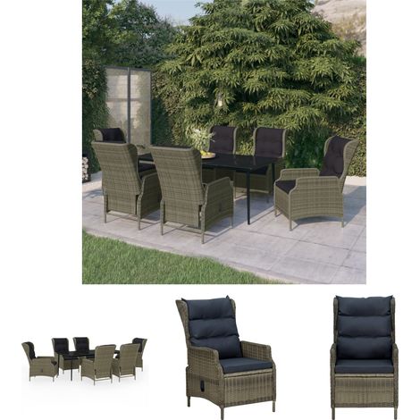 Gartenstühle - vidaXL 7-tlg. Garten-Essgruppe Braun - Gartenmöbel für den Außenbereich (1/5)