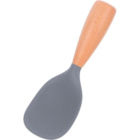 Cuillère à riz en silicone résistante à la chaleur avec poignée en bois antidérapante, qualité alimentaire, pour la cuisine quotidienne (1/5)