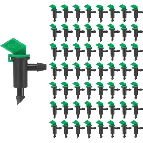 Pack de 60 Goutteurs d'Irrigation, 16L/H 4 GPH Plastique pour Connexion d'Irrigation Larme à Larme Jardin/Arbres/Herbes/Aquarium, Pièces de Système d'Irrigation [Noir] (1/5)