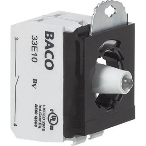 BACO BA333EAWL10 Elemento di contatto, Elemento LED con adattatore di montaggio 1 NA Bianco Momentaneo 24 V 1 pz. (1/2)