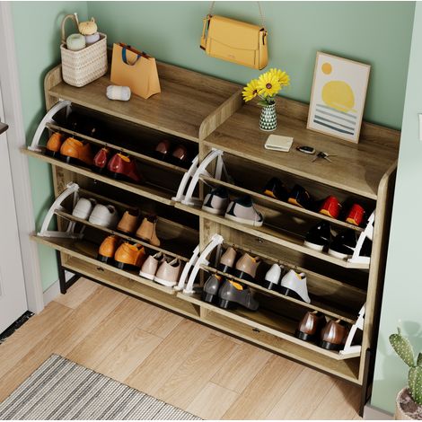 Zapatero recibidor con 4 puertas ratán natural OKMYHOME (1/5)