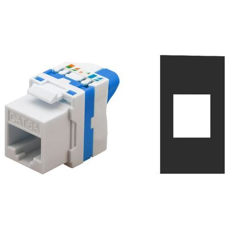 TechLy presa di rete RJ45 UTP CAT.6a tooless + Legrand Vela nera