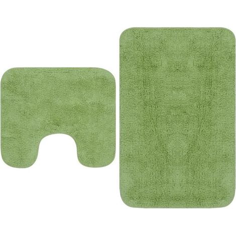 Ensemble de trois tapis de bain, en tissu vert (1/5)