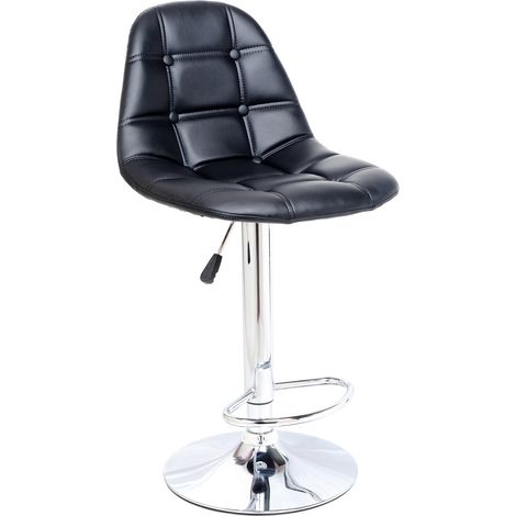 Sgabello girevole Button nero elevazione a gas 89 111 cm seduta 52 x 44 cm acciaio cromato (1/2)