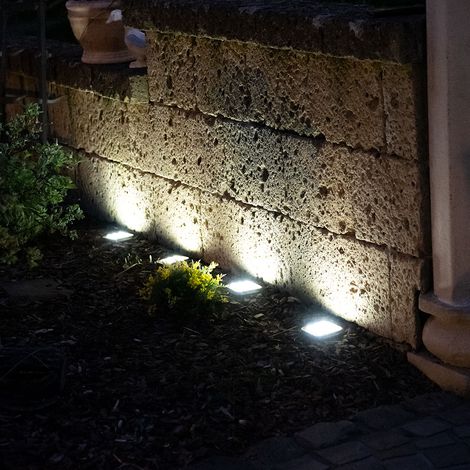 Solarlampe Bodenleuchte Solarlampen für Außen Wegeleuchte Gartenleuchten Solar mit Erdspieß, Kunststoff Edelstahl, LED kaltweiß, LxBxH 10x10x13 cm, 4er Set