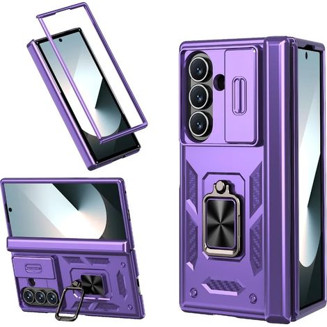 Étui pour téléphone (violet, Galaxy Z Fold7), support rotatif à 360°, protection antichoc à double charnière (1/5)