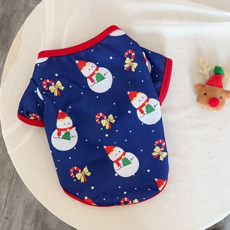 Sweat à capuche de Noël avec un chien, t-shirt de dessin animé d'ours en peluche(Taille XS、bleu) (1/5)