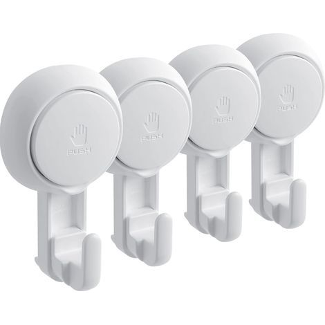 Crochet Ventouse Mural Lot de 4, Crochet Ventouse Puissante Sous Vide, Crochet Vitre Salle de bain Sans Perçage Résistants Jusqu'à 5 kg Réutilisables pour la Salle de Bain et Cuisine (1/4)