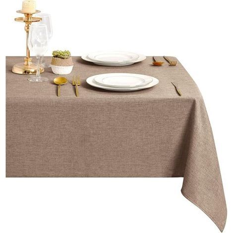 Lntyq Nappe Kaki Aspect Lin Lavable et imperméable, pour Salle à Manger, Jardin, fête, Mariage ou Maison, 140x180cm (1/5)