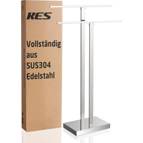 Handtuchhalter freistehend doppel Handtuchstange Poliert Edelstahl (1/5)