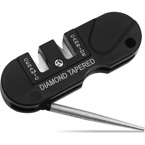 Affûteur pour couteaux de poche, Pocket Pal Affuteur Mixte Adulte, Aiguiseur de Couteaux Portable, Affûteur d'outils de Poche Portable, Tige d’affûtage diamantée et sifflet, Réparation rapide, (1/5)