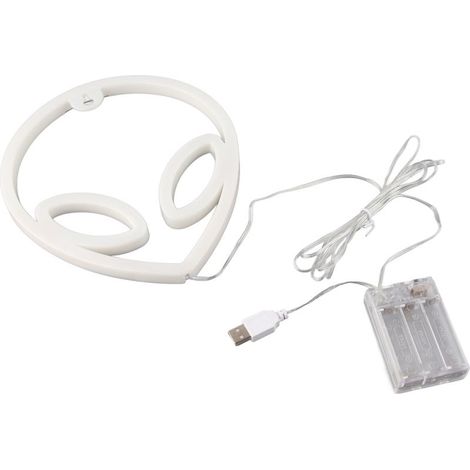 Enseigne Néon Alien LED PVC Lumière Décorative Murale USB Étui Pink Blanc Powerbank Batteries IP45