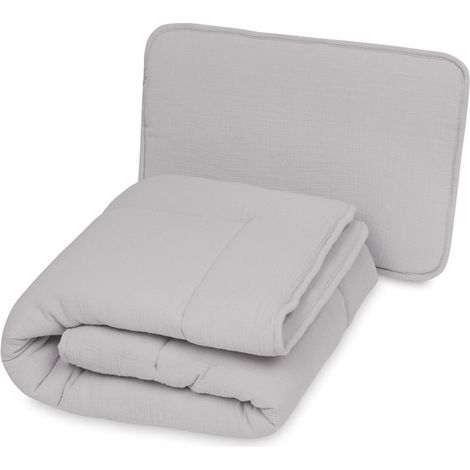 Steppdecke und Kissen 135x100+40x60 Musselin (1/2)