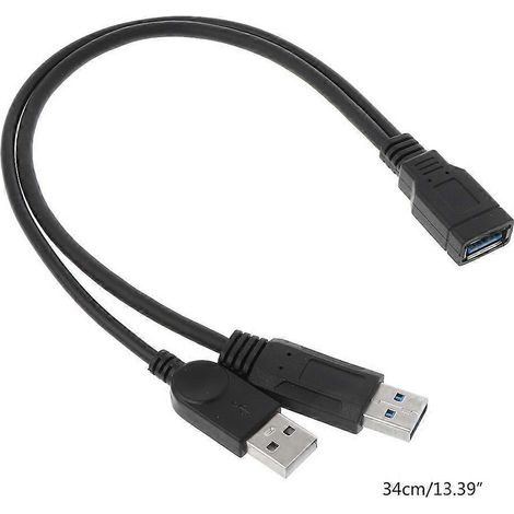 Câble séparateur USB 2.0 mâle A vers 2 ports femelles double pour charge simultanée