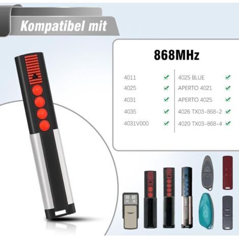 Télécommande de porte de garage à quatre canaux en trois parties, 868 MHz, compatible avec TX03-868-4 (1/3)