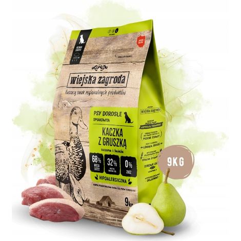 Wiejska Zagroda Cibo secco per cani ANATRA PERA VERDURE Razze grandi L 9kg